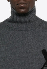 AMI PARIS Ami De Coeur Turtleneck Wool Sweater Gray UKS839018_0504