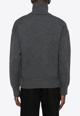 AMI PARIS Ami De Coeur Turtleneck Wool Sweater Gray UKS839018_0504