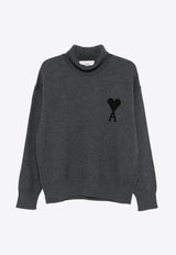 AMI PARIS Ami De Coeur Turtleneck Wool Sweater Gray UKS839018_0504