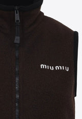 Miu Miu Logo Embroidered Fleece Mini Dress Brown MF5604SOOO1732_F0192