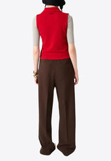 Miu Miu Cashmere Sleeveless Polo T-shirt Red MML00DSOOO18A9_F0011