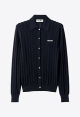 Miu Miu Openwork-Knit Cashmere Cardigan Blue MMF985SOOO17IW_F0008