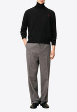 AMI PARIS Ami De Coeur Turtleneck Wool Sweater Black HKS827001_009