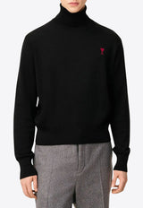 AMI PARIS Ami De Coeur Turtleneck Wool Sweater Black HKS827001_009