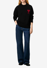 AMI PARIS Ami De Coeur Wool Sweater Black UKS838018_009