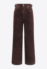 Miu Miu Straight-Leg Velvet Paperbag Pants Brown MP1725SOOO157Y_F0027
