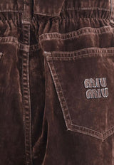 Miu Miu Straight-Leg Velvet Paperbag Pants Brown MP1725SOOO157Y_F0027