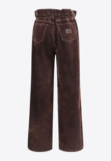 Miu Miu Straight-Leg Velvet Paperbag Pants Brown MP1725SOOO157Y_F0027
