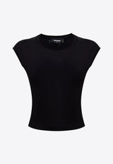 Dsquared2 Embroidered Logo Cropped Knit Top Black S75GD0483D20021_900