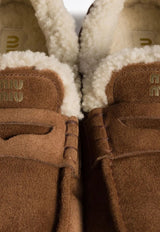 Miu Miu Logo Suede Loafers Brown 5D341EFZF05Z0G_F0324