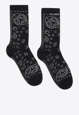 Alanui Bandana Jacquard Knit Socks Charcoal LWRA007E25KNI001_0706
