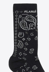 Alanui Bandana Jacquard Knit Socks Charcoal LWRA007E25KNI001_0706