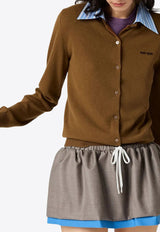 Miu Miu Cashmere Cardigan with Detachable Stripe Collar Brown MMF990SOOO174L_F0YVO