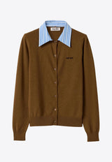 Miu Miu Cashmere Cardigan with Detachable Stripe Collar Brown MMF990SOOO174L_F0YVO