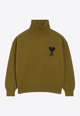 AMI PARIS Ami De Coeur Wool Sweater Olive UKS839018_2988