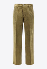 AMI PARIS Logo Patch Straight Corduroy Pants Green HTR830CO0131298_Brown_29840706