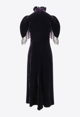 Alexander McQueen Fluid Velvet High-Neck Midi Dress Purple 843785QEAGW5144_VIOLET_31123319