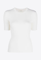 P.A.R.O.S.H Leila Ribbed-Knit Wool Top White D510795LEILA24_002