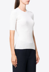 P.A.R.O.S.H Leila Ribbed-Knit Wool Top White D510795LEILA24_002