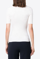 P.A.R.O.S.H Leila Ribbed-Knit Wool Top White D510795LEILA24_002