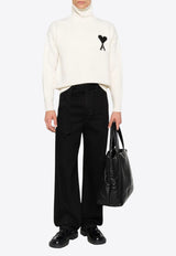 AMI PARIS Ami De Coeur Turtleneck Wool Sweater White UKS839018_151