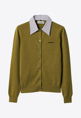 Miu Miu Cashmere Cardigan with Detachable Collar Green MMF990SOOO174L_F0XI7