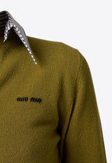 Miu Miu Cashmere Cardigan with Detachable Collar Green MMF990SOOO174L_F0XI7
