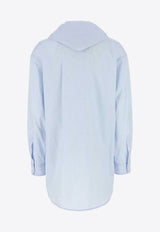 Miu Miu Long-Sleeved Stripe Poplin Shirt Sky Blue MK1918SOOO173Y_F0012