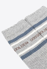 Golden Goose DB Striped Logo Ankle Socks Gray GUP00883P002205_83129