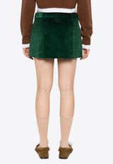 Miu Miu Corduroy Pleated Mini Skirt Green MG2515SOOO13I4_F0L76