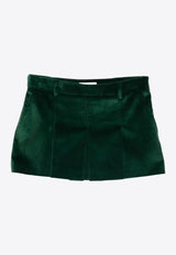 Miu Miu Corduroy Pleated Mini Skirt Green MG2515SOOO13I4_F0L76