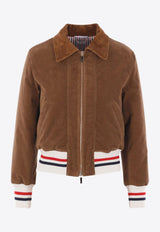 Thom Browne Wale Corduroy Cropped Aviator Jacket Brown FBD068XF0957_210