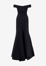 CHIARA BONI La Petite Robe Goem Off-Shoulder Satin Gown Black ABLGOEMZPBICBS37070_NeroBianco_35066079