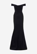 CHIARA BONI La Petite Robe Goem Off-Shoulder Satin Gown Black ABLGOEMZPBICBS37070_NeroBianco_35066079