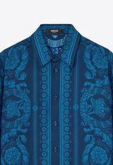 Versace Printed Silk Shirt Blue