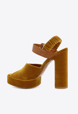 Chloé Aria 125 Velvet Platform Sandals Amber CH25A11XSW744_Amber Gold_29840760