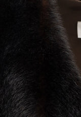 MM6 Maison Margiela Faux Shearling V-neck Mini Dress Brown S62DD0045M35637143_Brown_30005396