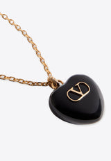 Valentino Coeur Royal Metal and Enamel Necklace Gold 7W2J0AE2MJP0RN_ORO/NERO_29839539