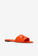 Dolce & Gabbana Bianca DG Logo Leather Flat Mules Orange CQ0436 AY329-80244