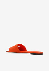 Dolce & Gabbana Bianca DG Logo Leather Flat Mules Orange CQ0436 AY329-80244