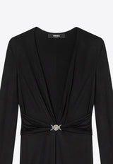 Versace Logo-Plaque Midi Dress Black