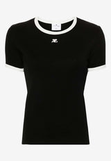 Courrèges Logo Patch Slim T-shirt Black VESJTS017JS0070_9901