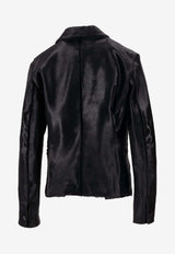 La Rose Single-Breasted Leather Blazer Black 1619_NERO
