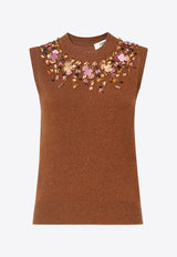 Fendi Embellished Wool and Cashmere Knit Top Brown FZXE01AUZWF1T6K_RUST-25_29853875