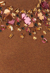 Fendi Embellished Wool and Cashmere Knit Top Brown FZXE01AUZWF1T6K_RUST-25_29853875