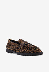 PINKO Nora Leopard Print Suede Loafers Brown SD0435P088M36_Brown_29840621