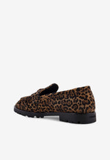 PINKO Nora Leopard Print Suede Loafers Brown SD0435P088M36_Brown_29840621