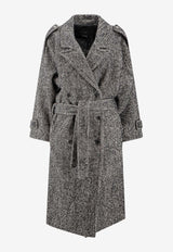 PINKO Carrube Double-Breasted Herringbone Coat Gray 105562A2SEZZ2_Black_29838986