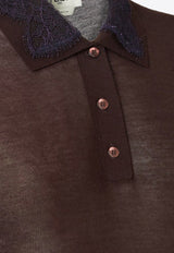 Fendi Lace-Trimmed Polo T-shirt Brown FZXE00AUZSF1T6N_BLUSH-25_29851212