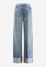 Re/done Washed Straight-Leg Jeans Denim 14803WHRWDCFVINTAGE BIKER BLUE_Denim_35066088